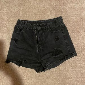 black jean shorts